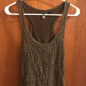 BKE Olive green racerback lace top